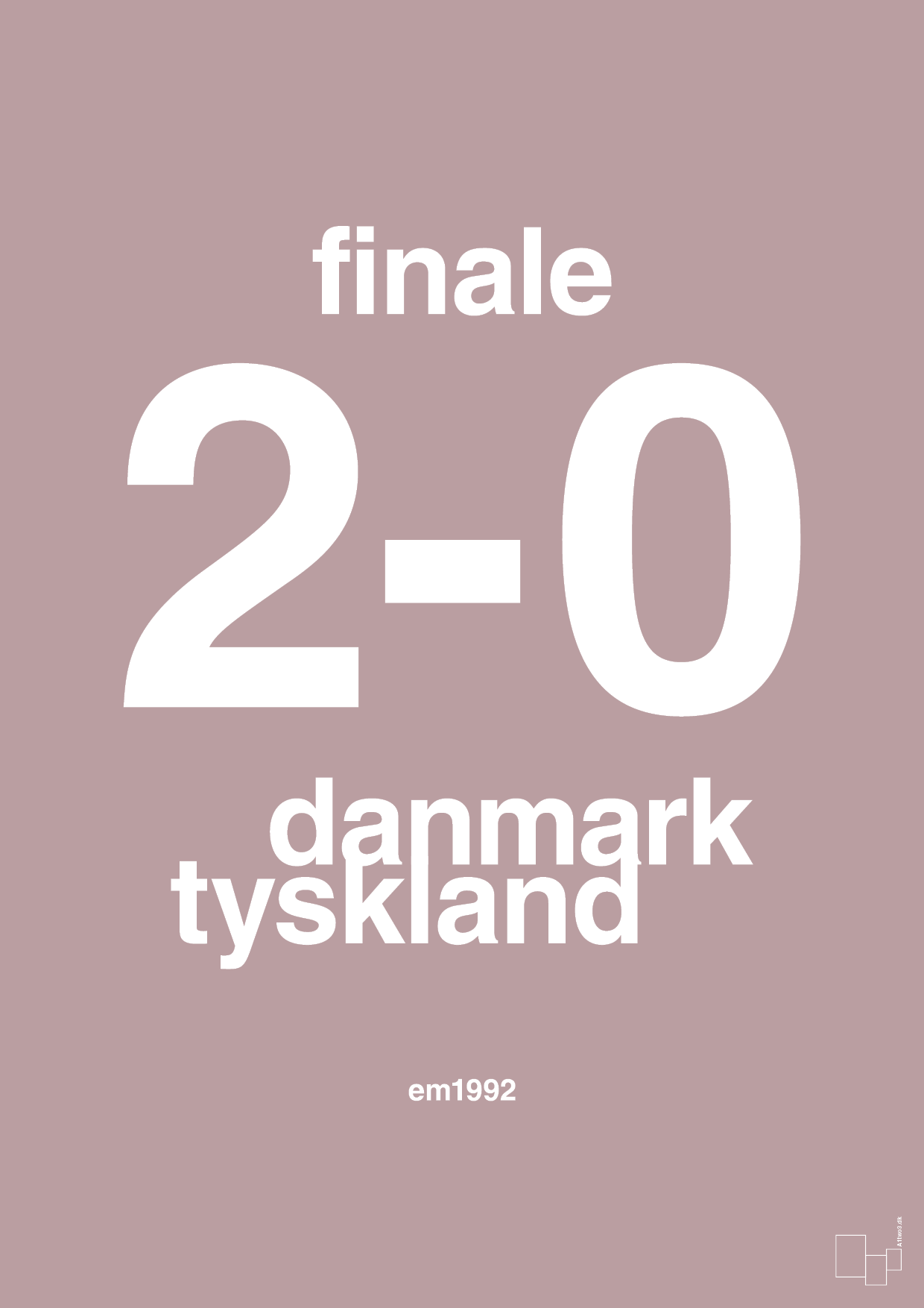 plakat: resultat for fodbold em finalen i 1992 - light rose-Fodbold-A1two3