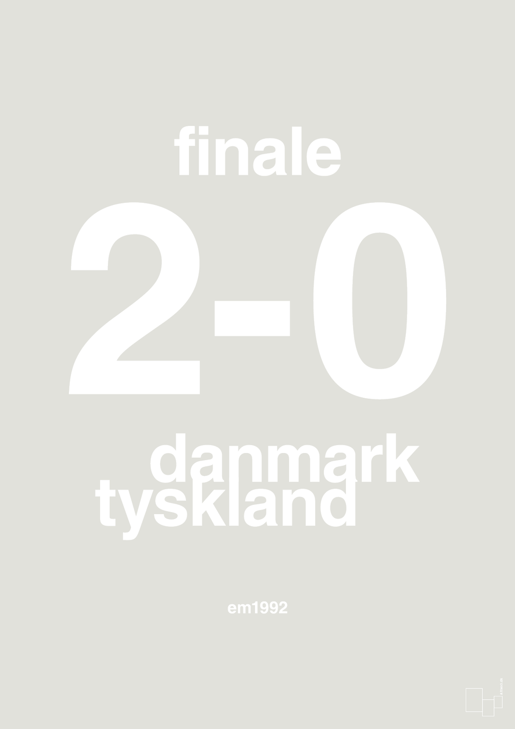 plakat: resultat for fodbold em finalen i 1992 - painters white-Fodbold-A1two3