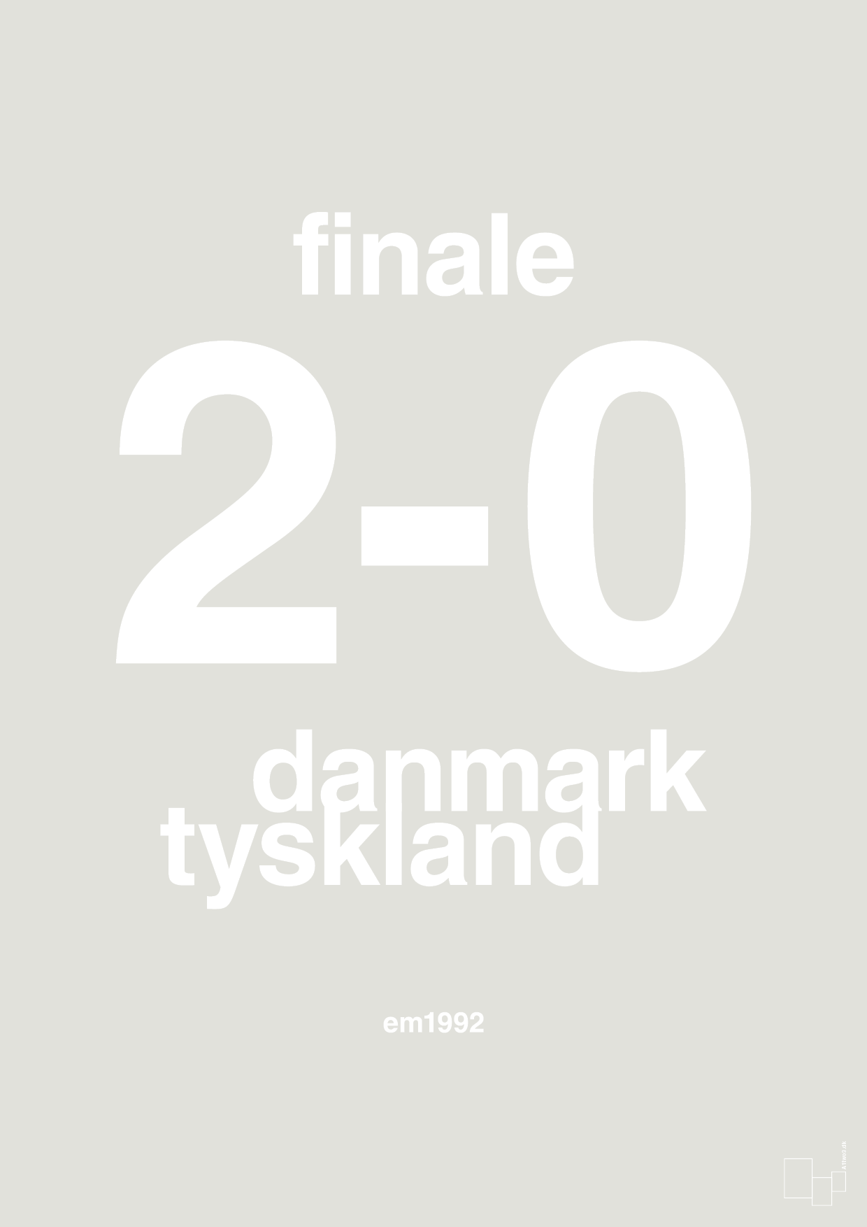 plakat: resultat for fodbold em finalen i 1992 - painters white-Fodbold-A1two3