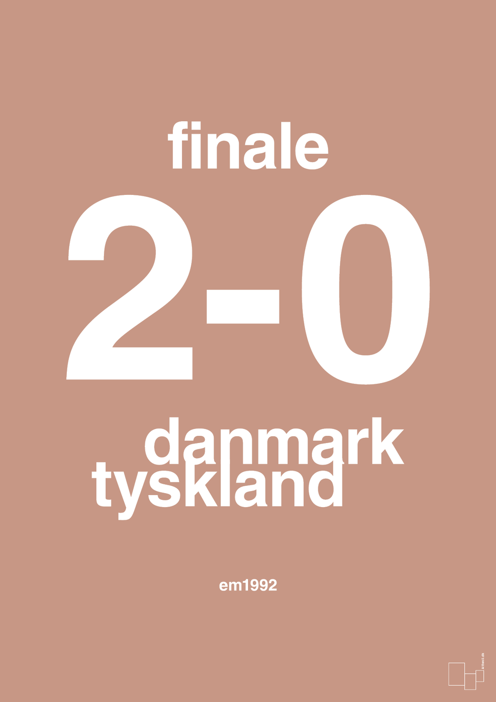 plakat: resultat for fodbold em finalen i 1992 - powder-Fodbold-A1two3