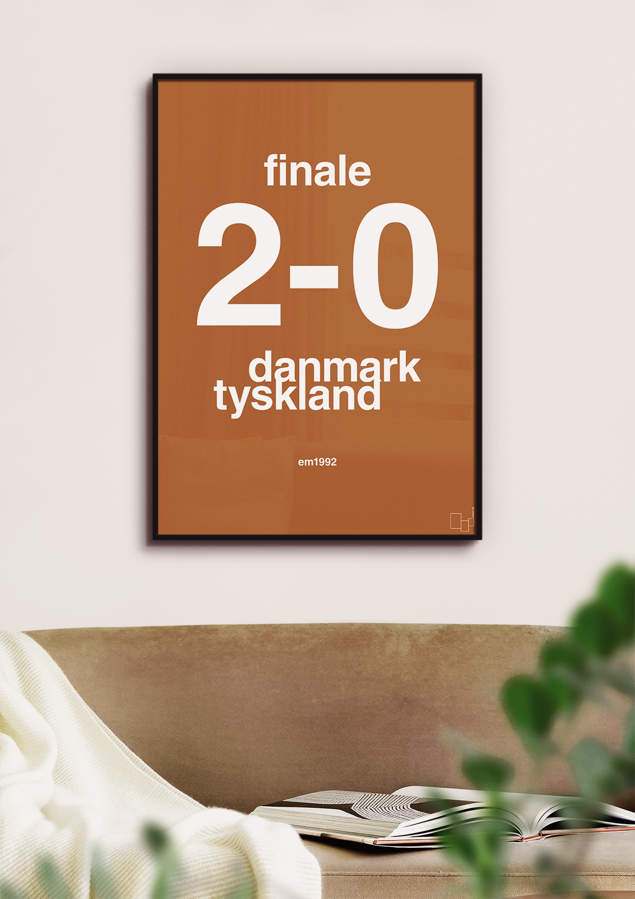 plakat: resultat for fodbold em finalen i 1992 - graphic charcoal-Fodbold-A1two3
