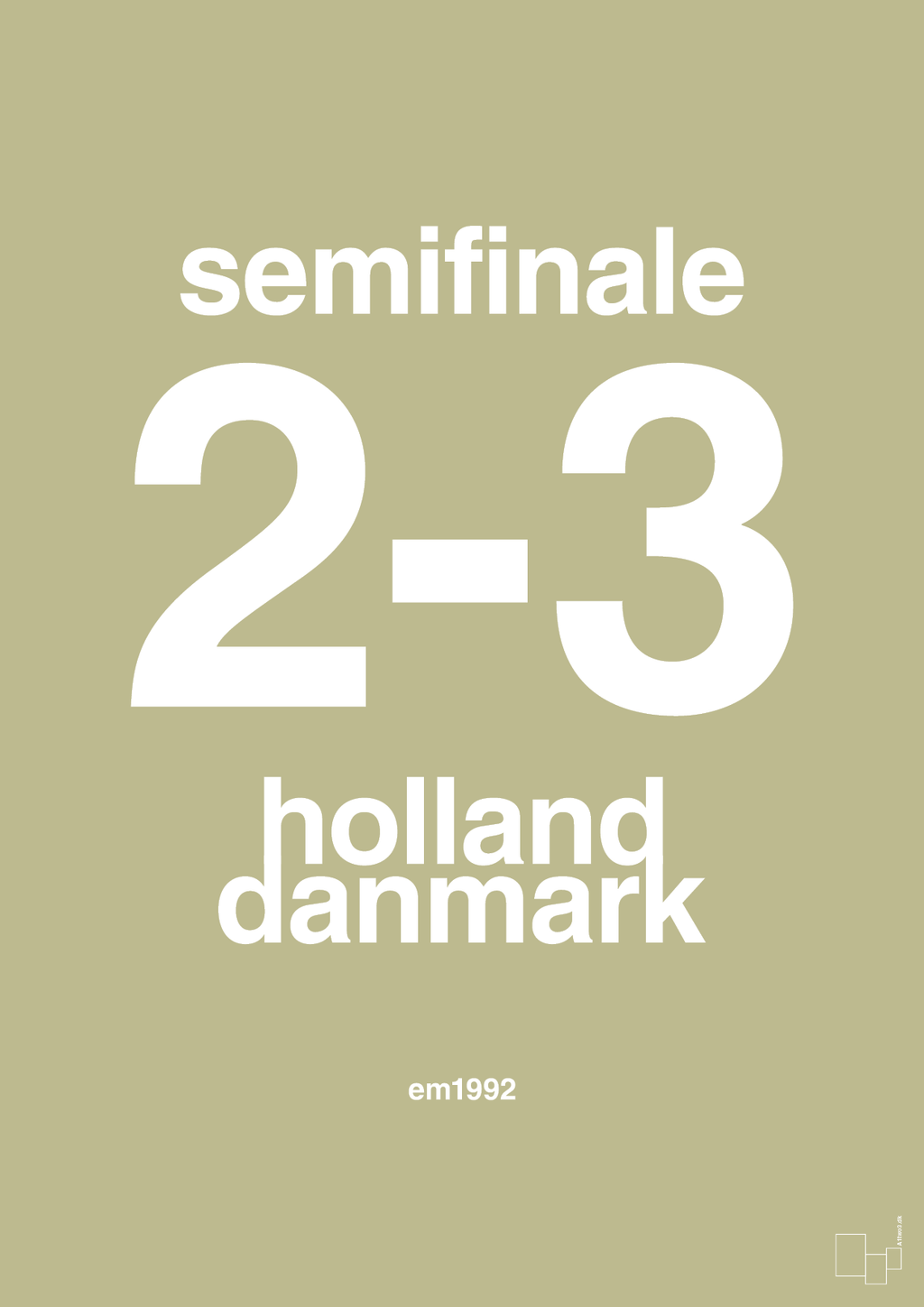 plakat: resultat for fodbold em semifinale A i 1992 - back to nature-Fodbold-A1two3