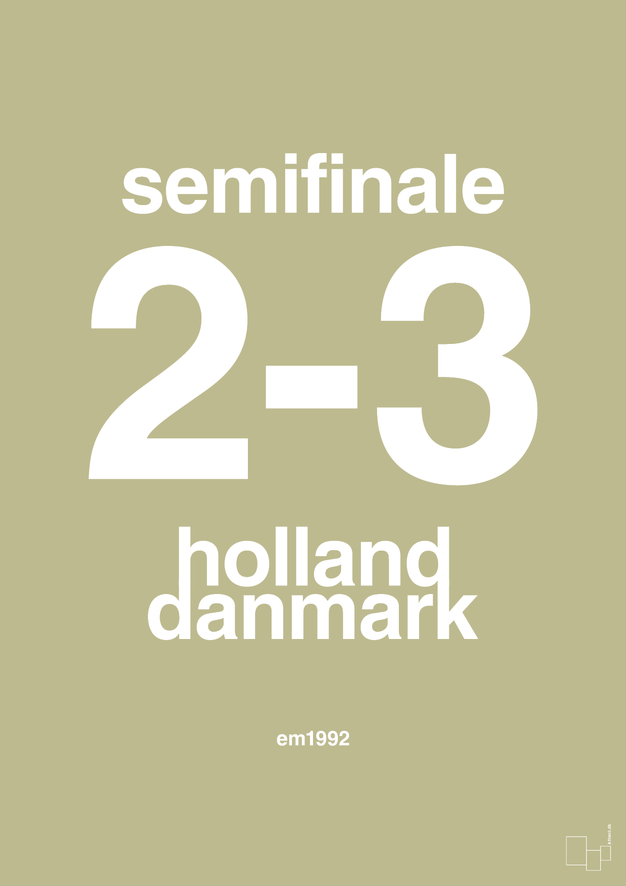 plakat: resultat for fodbold em semifinale A i 1992 - back to nature-Fodbold-A1two3