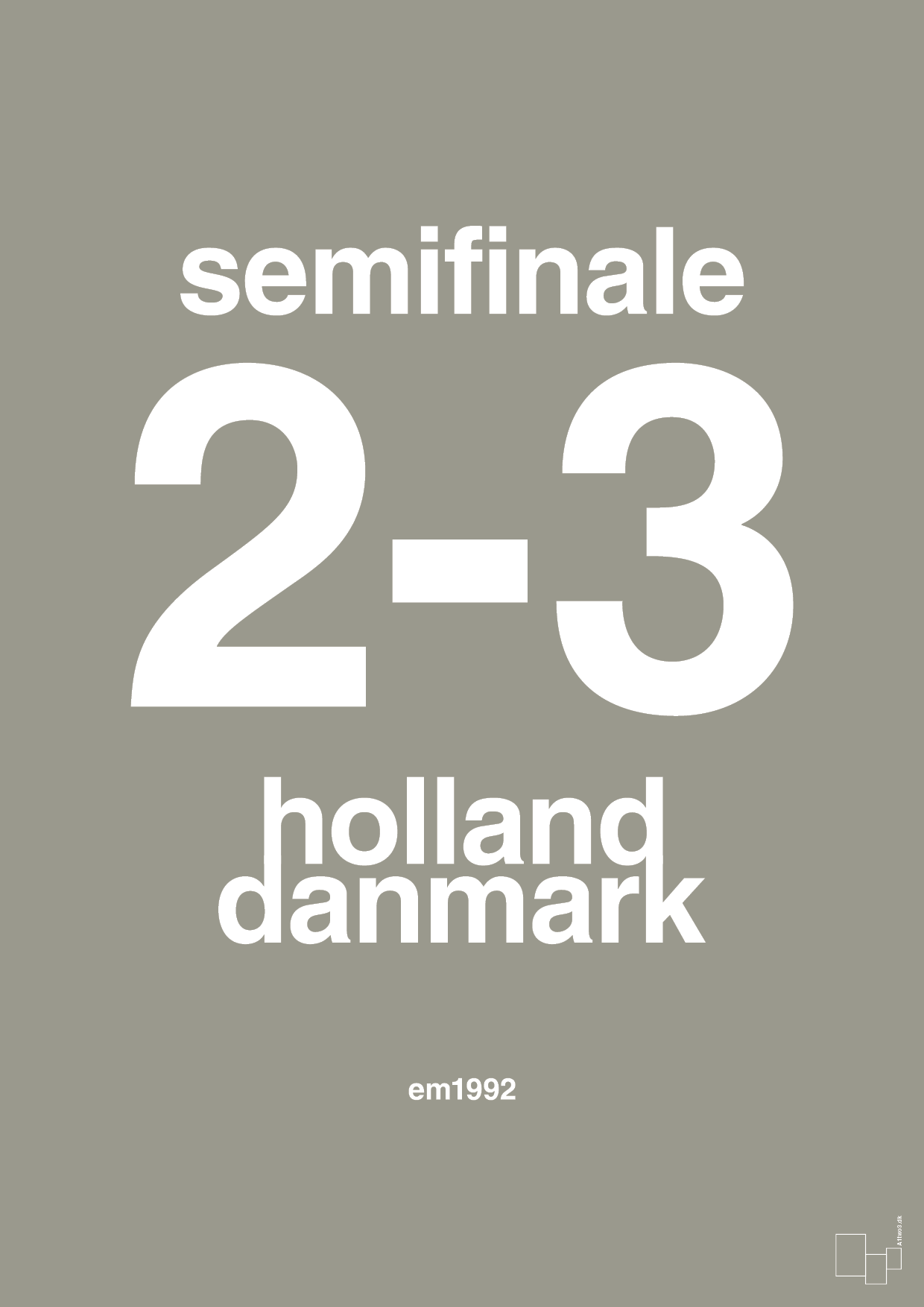 plakat: resultat for fodbold em semifinale A i 1992 - battleship gray-Fodbold-A1two3