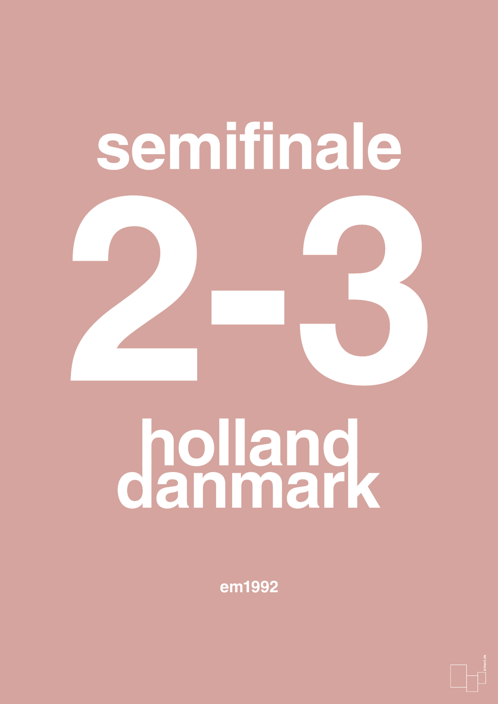 plakat: resultat for fodbold em semifinale A i 1992 - bubble shell-Fodbold-A1two3