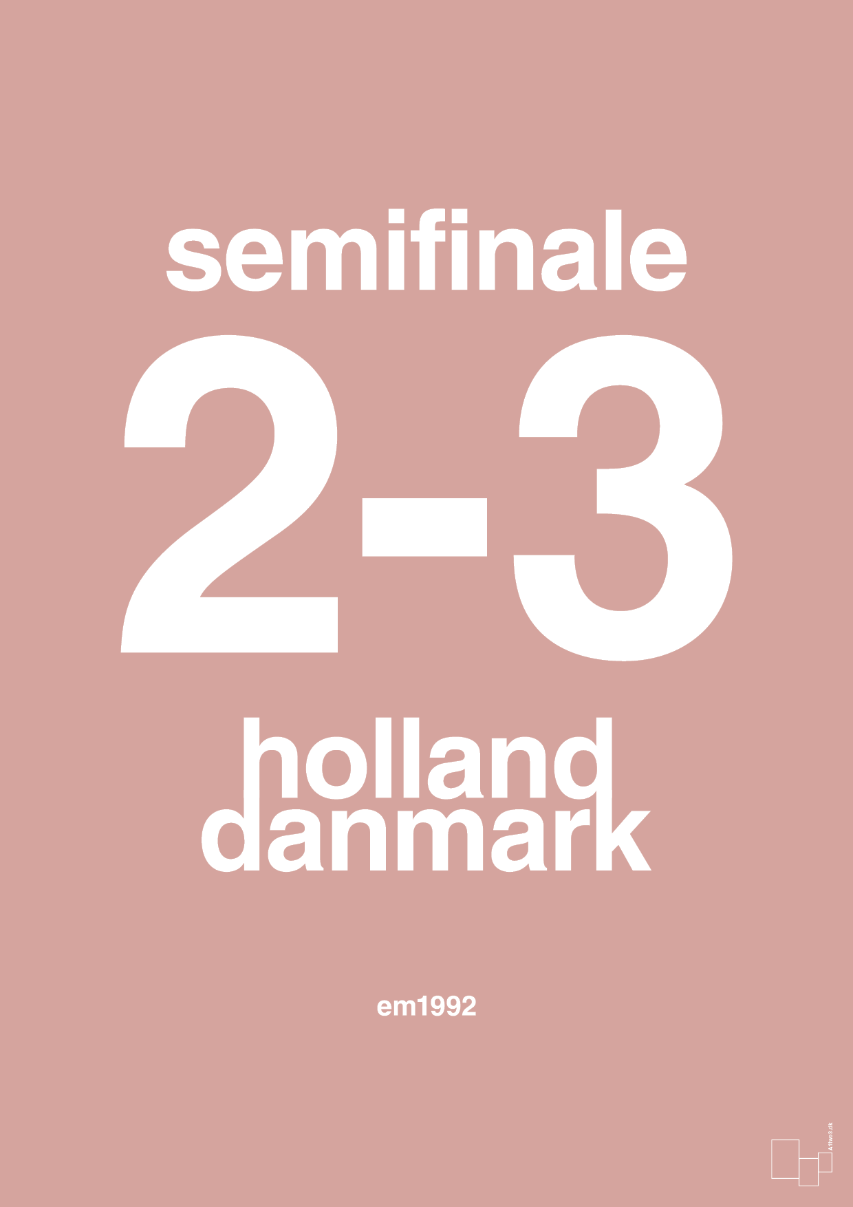 plakat: resultat for fodbold em semifinale A i 1992 - bubble shell-Fodbold-A1two3