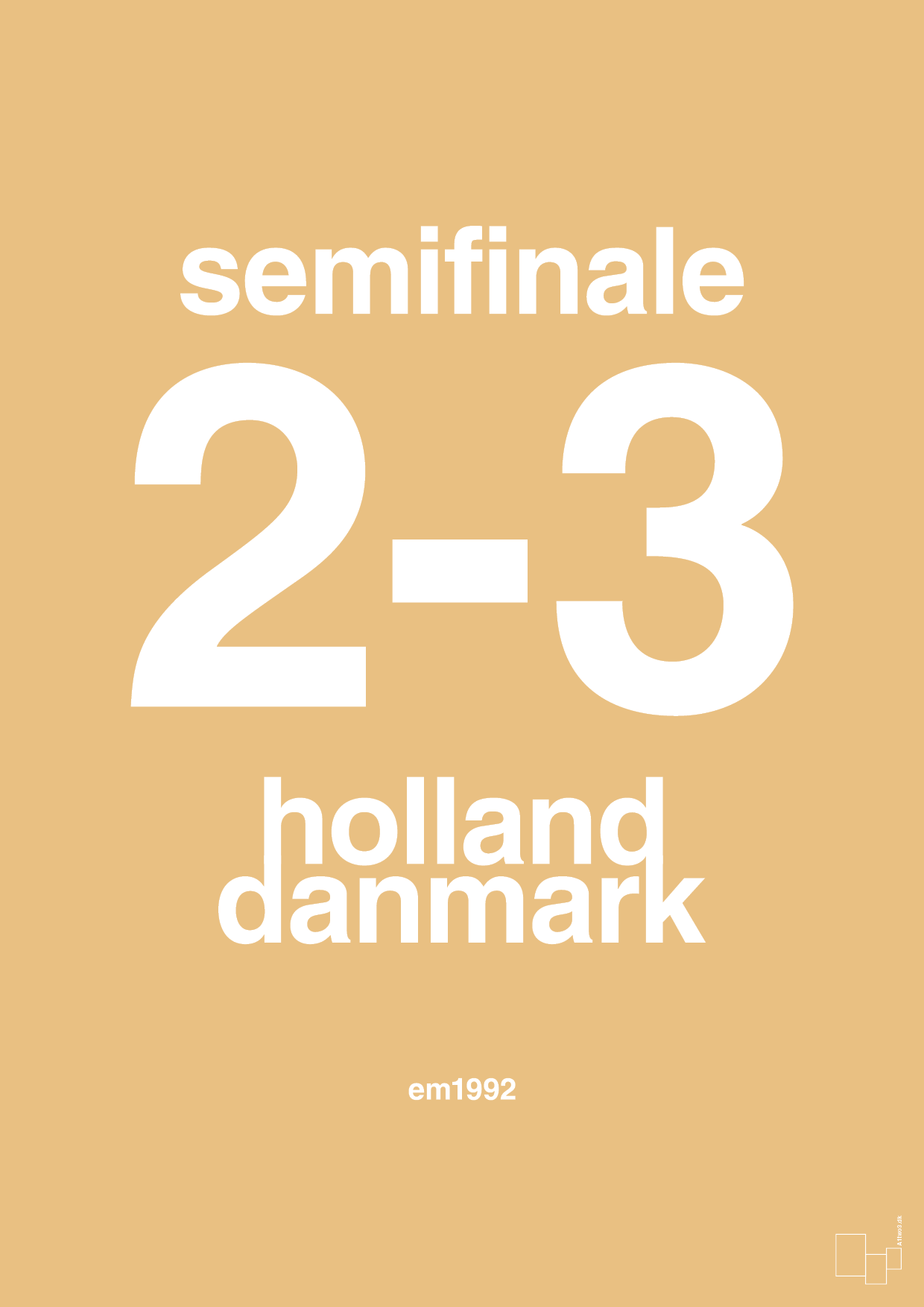 plakat: resultat for fodbold em semifinale A i 1992 - charismatic-Fodbold-A1two3