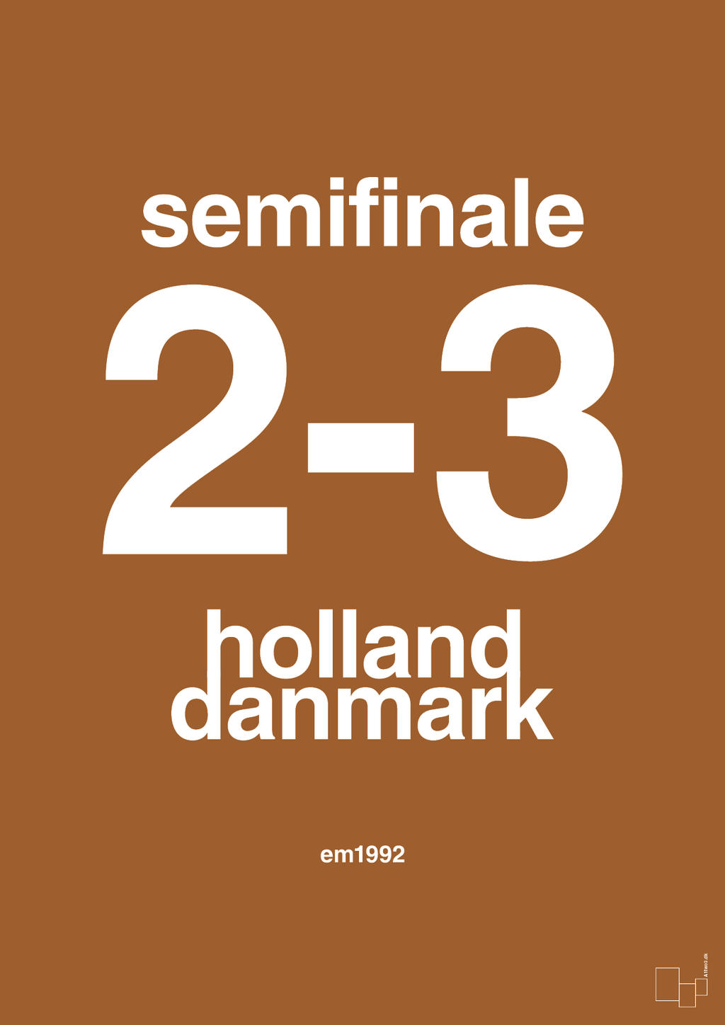 plakat: resultat for fodbold em semifinale A i 1992 - cognac-Fodbold-A1two3