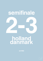 plakat: resultat for fodbold em semifinale A i 1992 - heavenly blue-Fodbold-A1two3