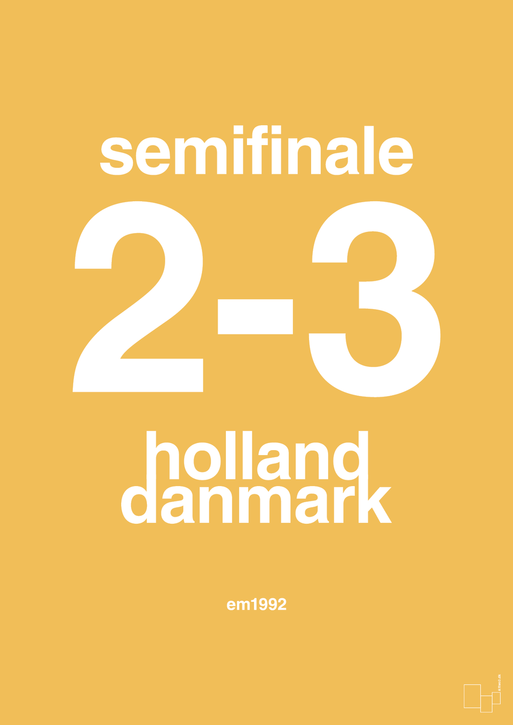 plakat: resultat for fodbold em semifinale A i 1992 - honeycomb-Fodbold-A1two3