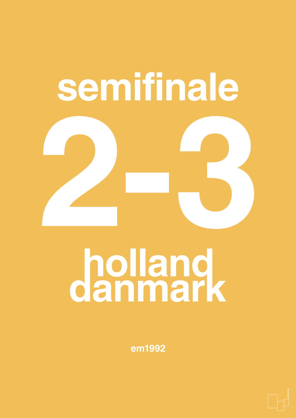 plakat: resultat for fodbold em semifinale A i 1992 - honeycomb-Fodbold-A1two3