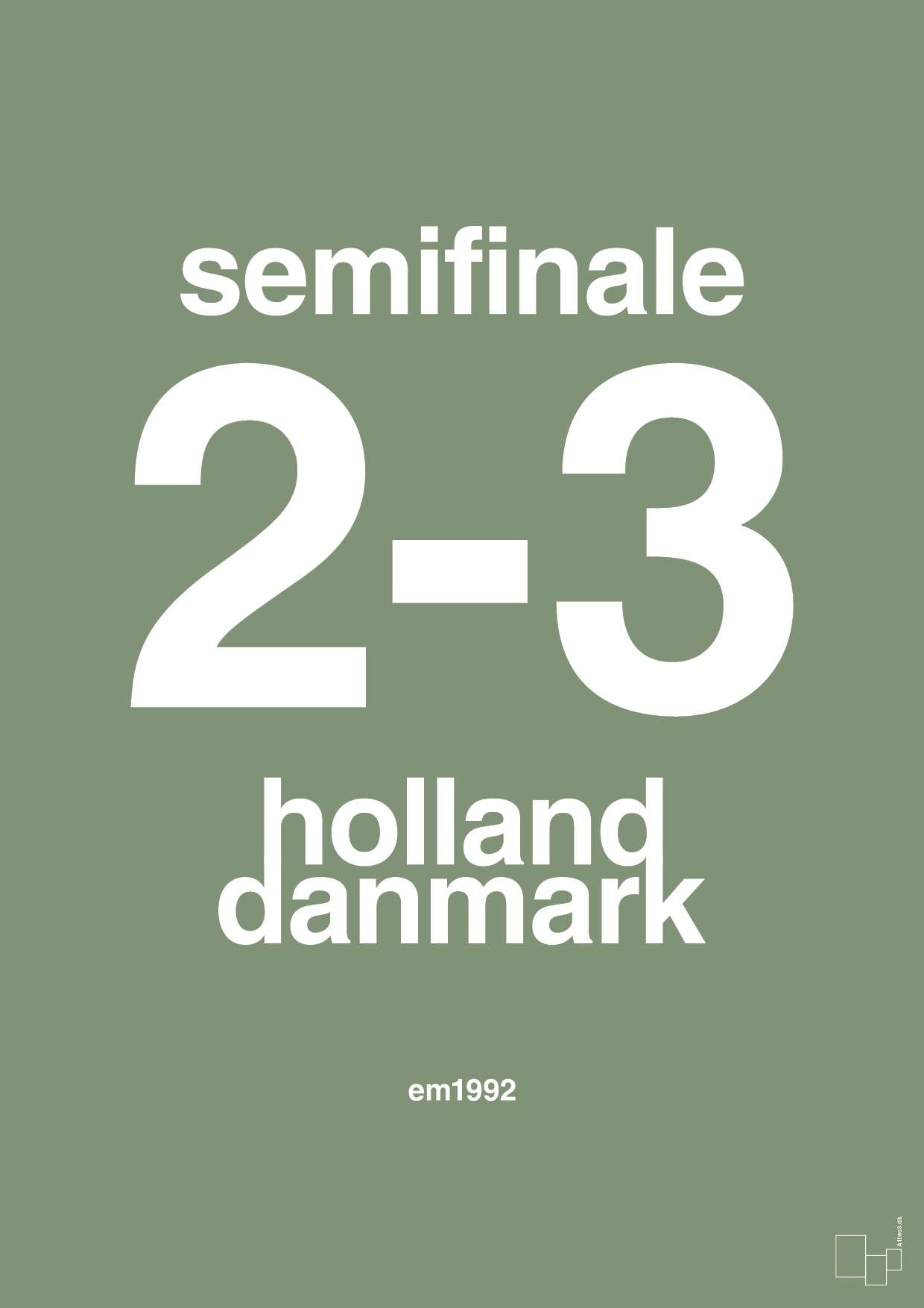 plakat: resultat for fodbold em semifinale A i 1992 - jade-Fodbold-A1two3