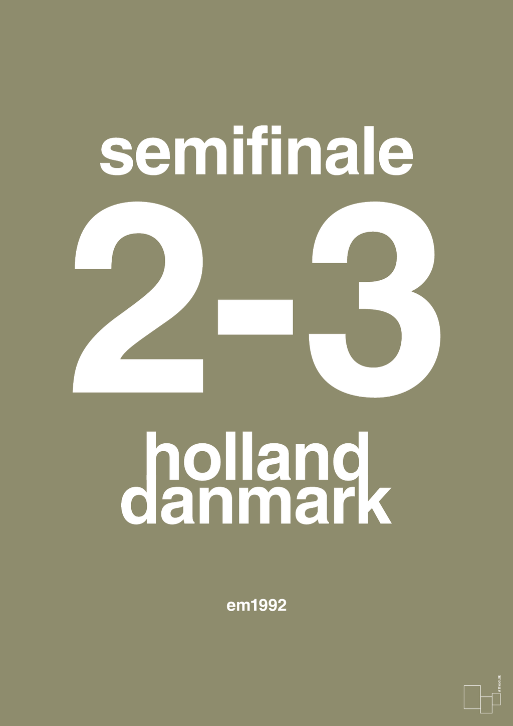 plakat: resultat for fodbold em semifinale A i 1992 - misty forrest-Fodbold-A1two3
