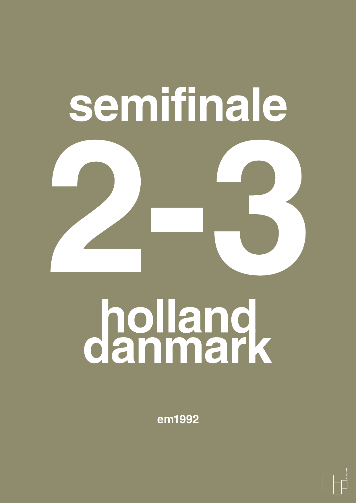 plakat: resultat for fodbold em semifinale A i 1992 - misty forrest-Fodbold-A1two3