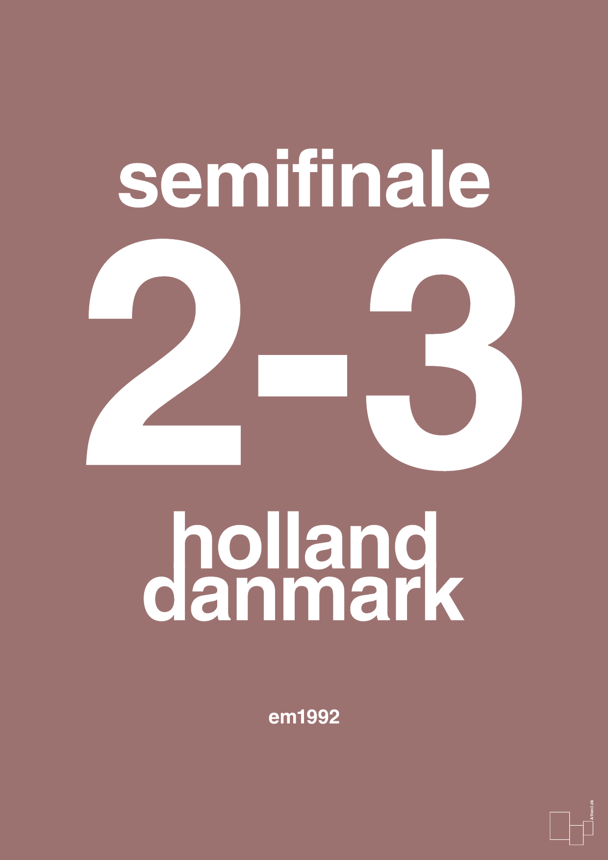 plakat: resultat for fodbold em semifinale A i 1992 - plum-Fodbold-A1two3