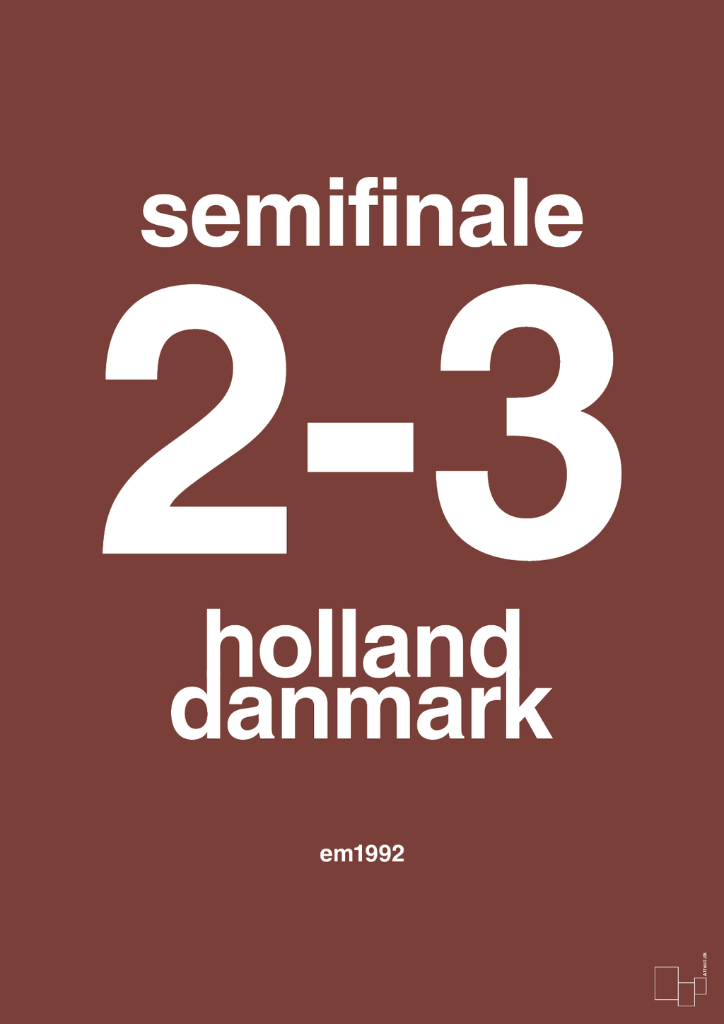 plakat: resultat for fodbold em semifinale A i 1992 - red pepper-Fodbold-A1two3