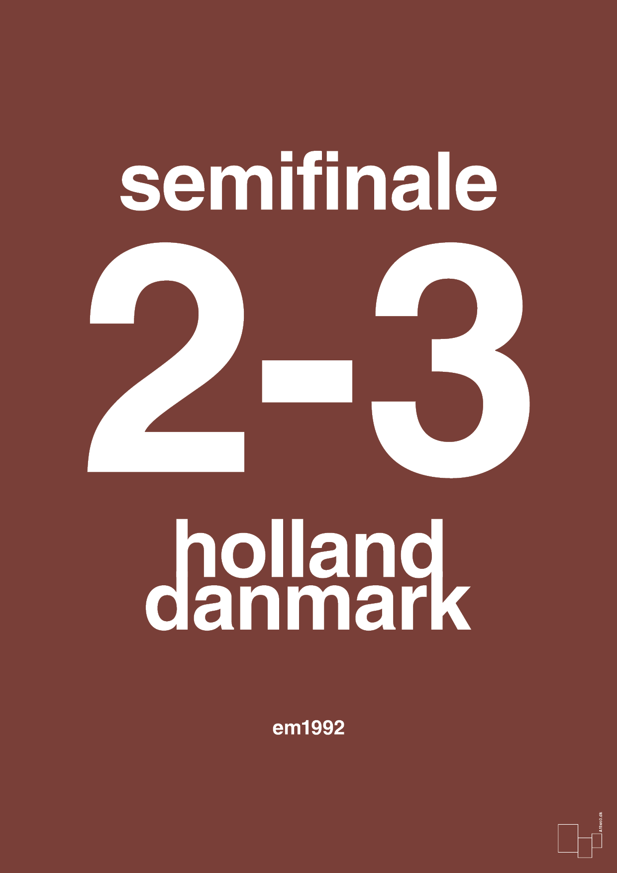 plakat: resultat for fodbold em semifinale A i 1992 - red pepper-Fodbold-A1two3