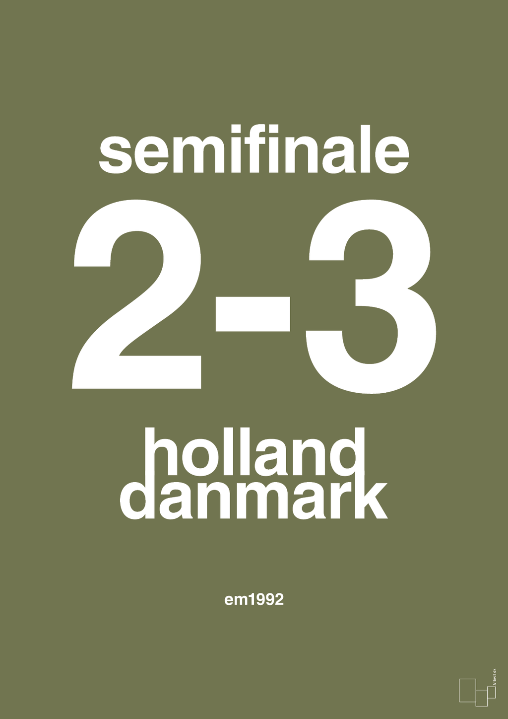 plakat: resultat for fodbold em semifinale A i 1992 - secret meadow-Fodbold-A1two3