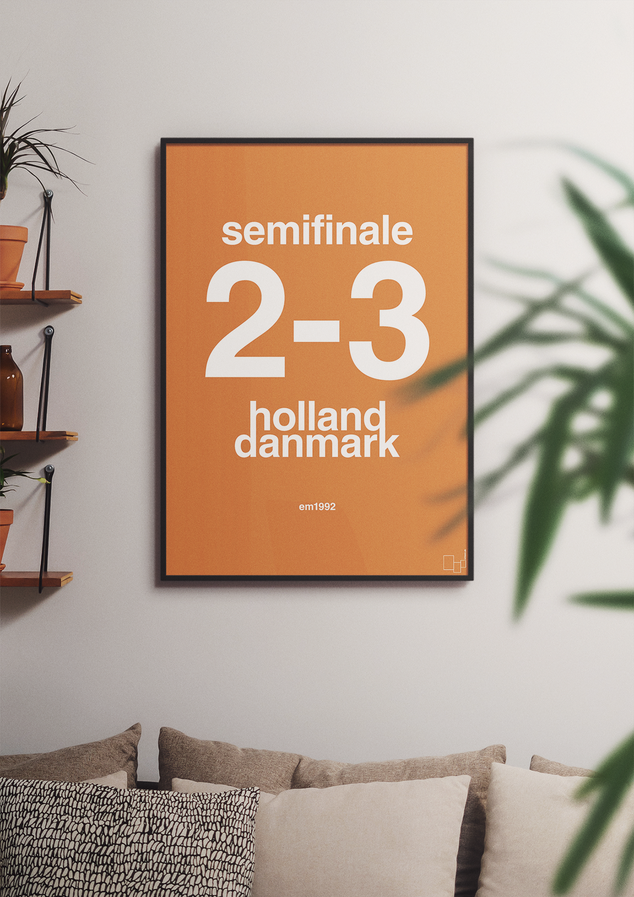 plakat: resultat for fodbold em semifinale A i 1992 - graphic charcoal-Fodbold-A1two3