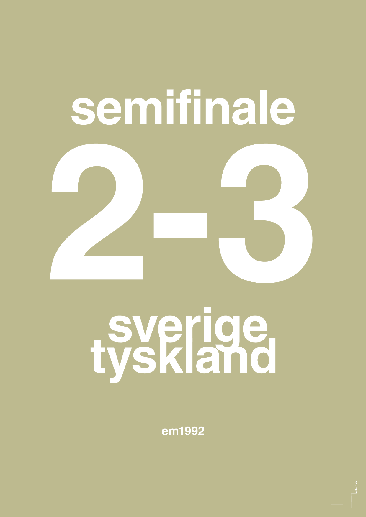 plakat: resultat for fodbold em semifinale B i 1992 - back to nature-Fodbold-A1two3
