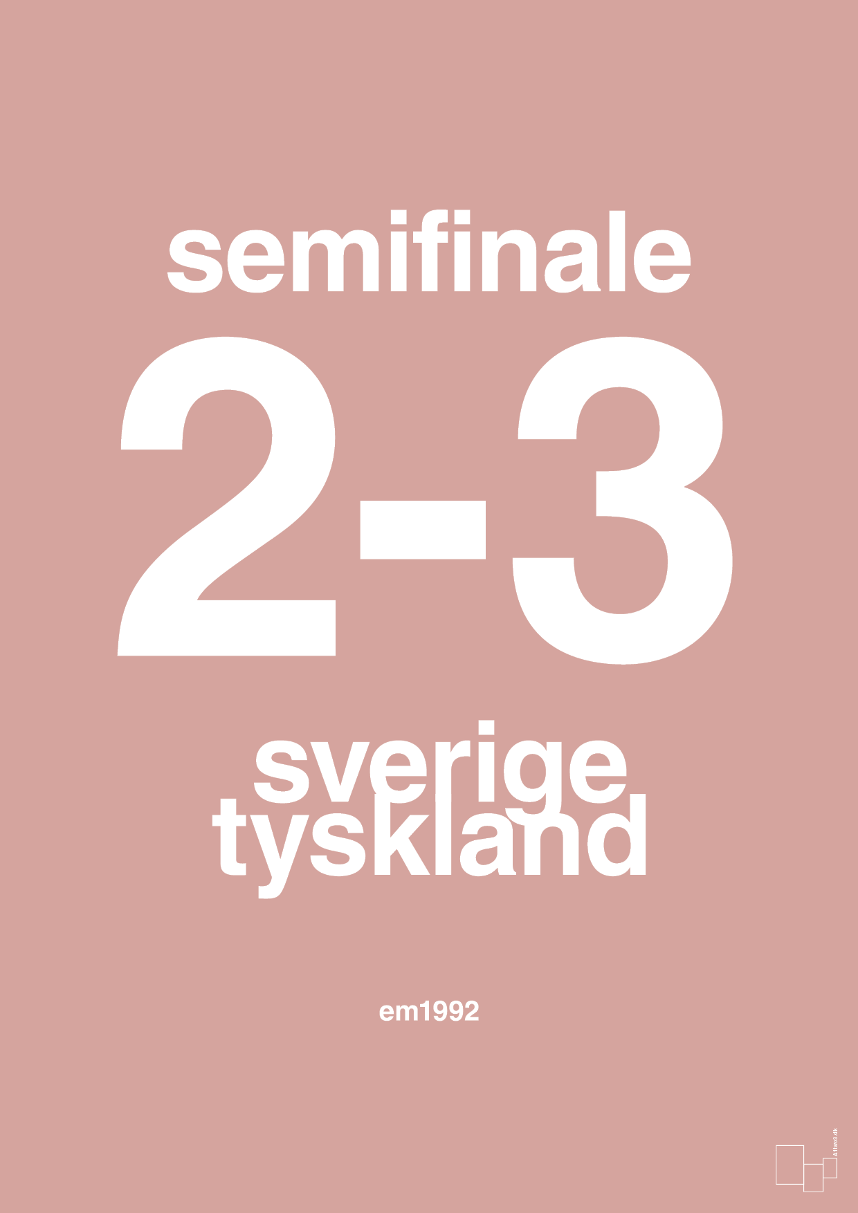plakat: resultat for fodbold em semifinale B i 1992 - bubble shell-Fodbold-A1two3