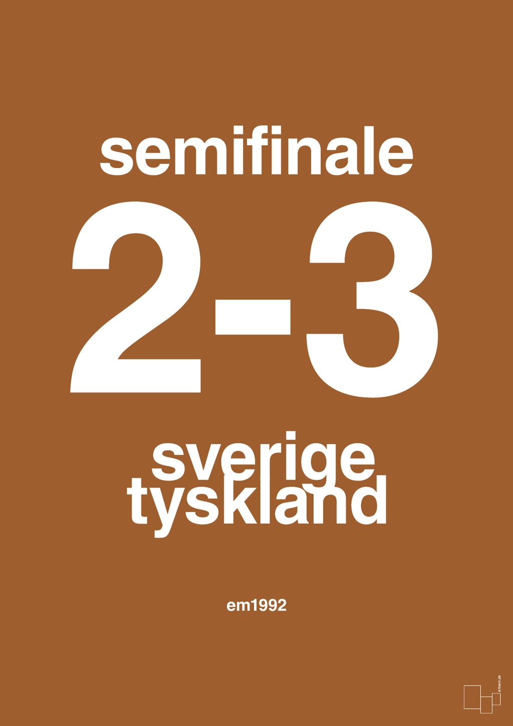 plakat: resultat for fodbold em semifinale B i 1992 - cognac-Fodbold-A1two3