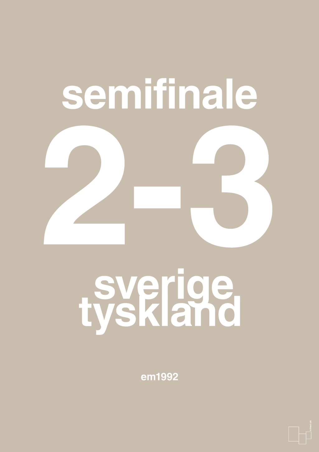 plakat: resultat for fodbold em semifinale B i 1992 - creamy mushroom-Fodbold-A1two3
