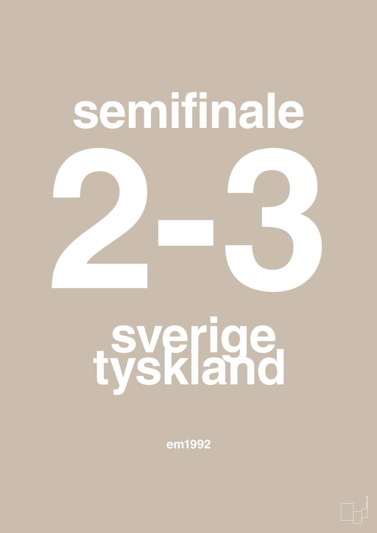 plakat: resultat for fodbold em semifinale B i 1992 - creamy mushroom-Fodbold-A1two3