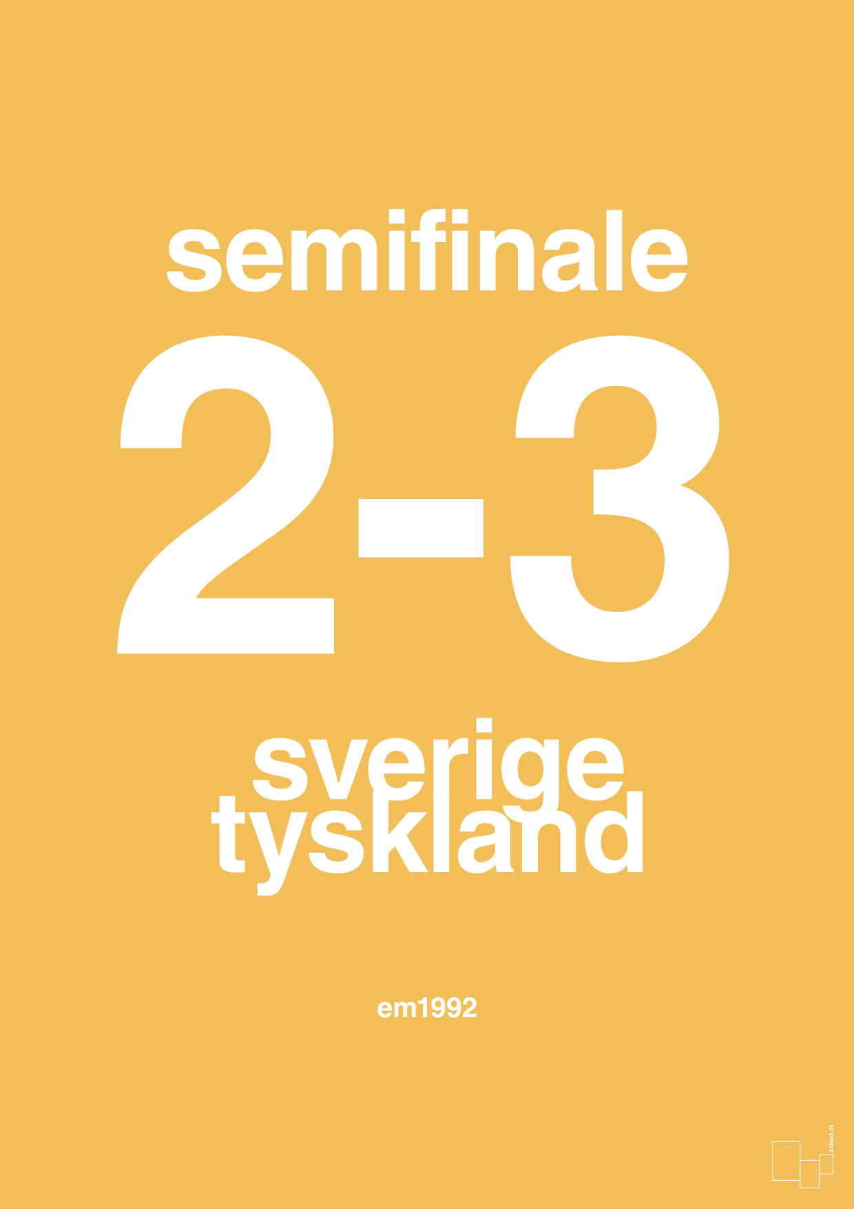 plakat: resultat for fodbold em semifinale B i 1992 - honeycomb-Fodbold-A1two3
