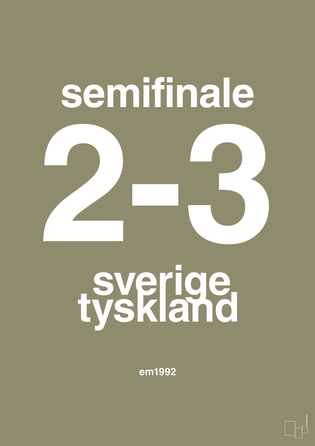 plakat: resultat for fodbold em semifinale B i 1992 - misty forrest-Fodbold-A1two3