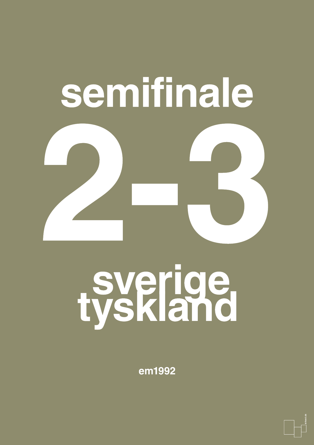 plakat: resultat for fodbold em semifinale B i 1992 - misty forrest-Fodbold-A1two3