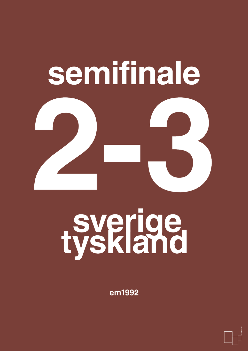 plakat: resultat for fodbold em semifinale B i 1992 - red pepper-Fodbold-A1two3