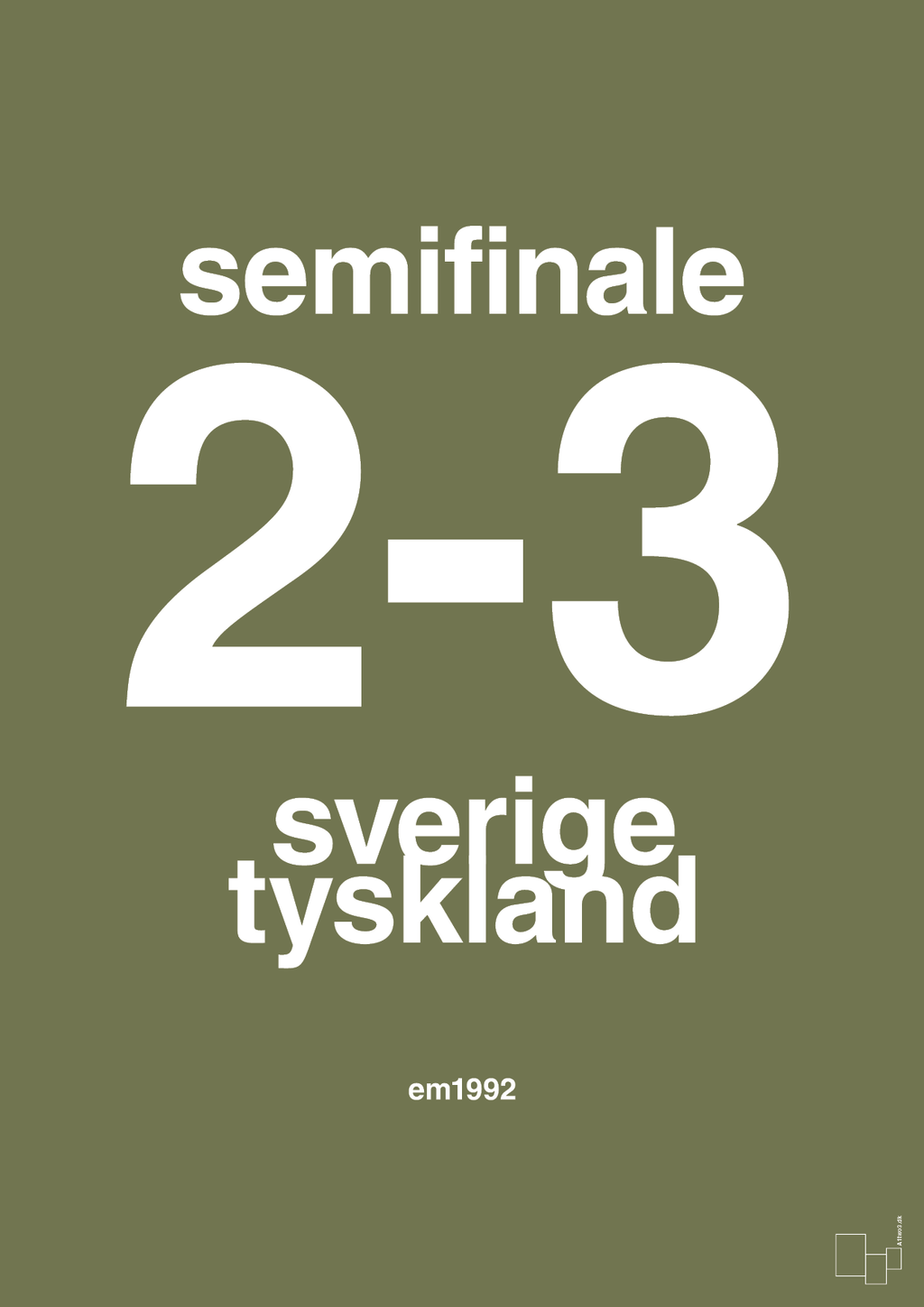 plakat: resultat for fodbold em semifinale B i 1992 - secret meadow-Fodbold-A1two3