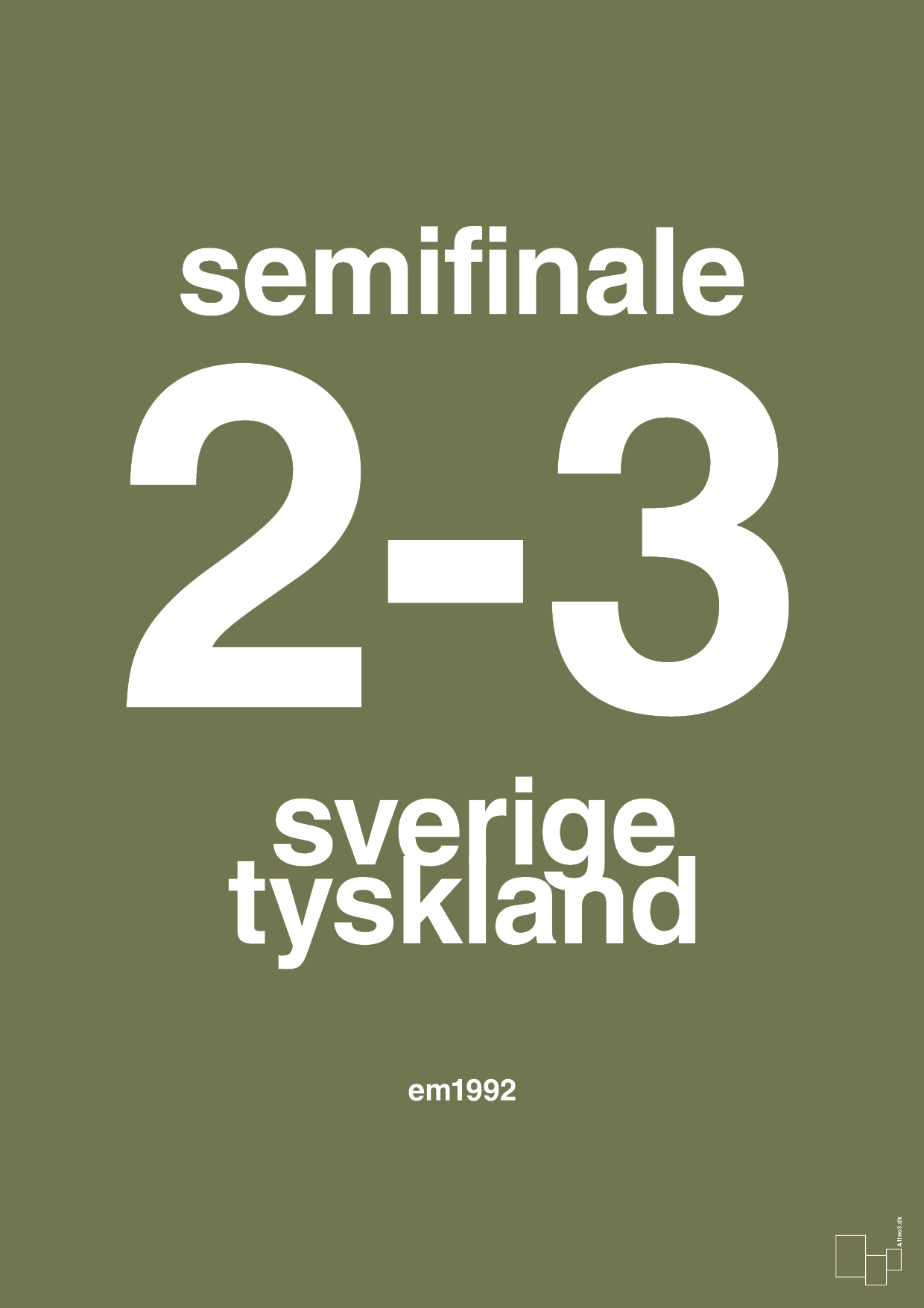 plakat: resultat for fodbold em semifinale B i 1992 - secret meadow-Fodbold-A1two3