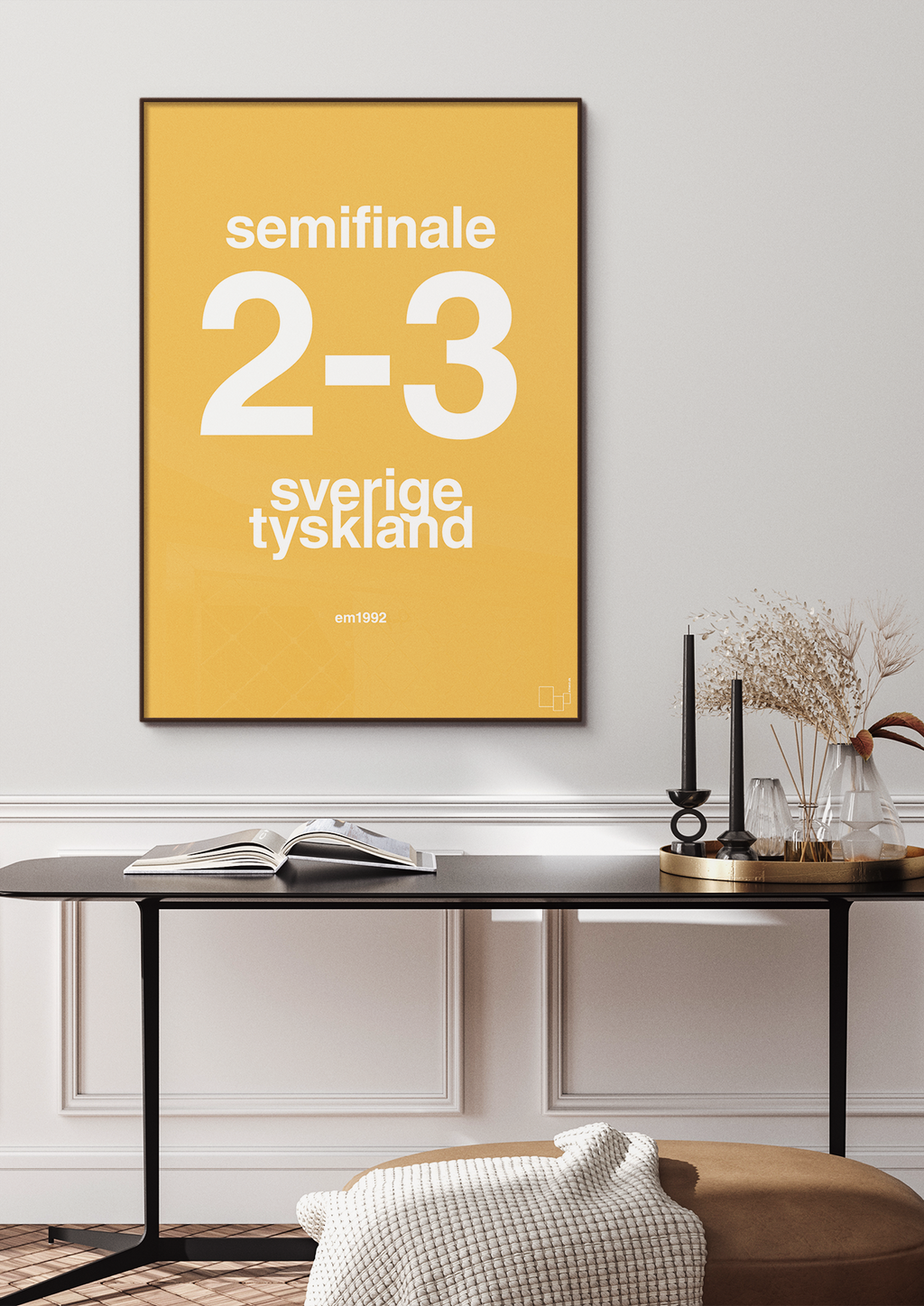 plakat: resultat for fodbold em semifinale B i 1992 - charismatic-Fodbold-A1two3
