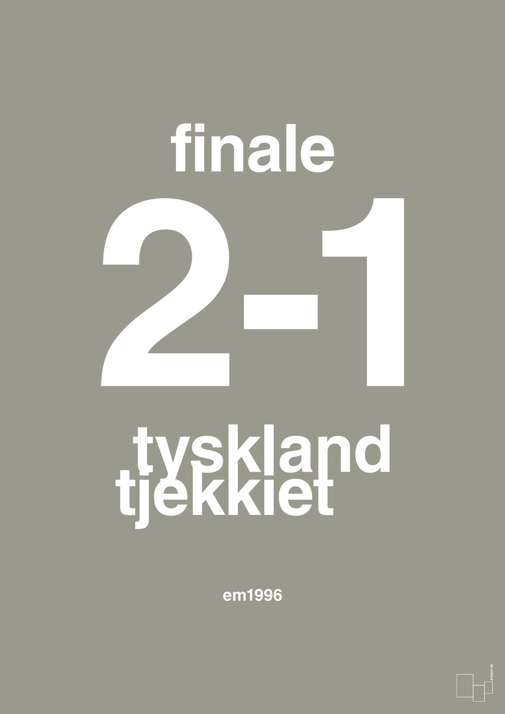 plakat: resultat for fodbold em finalen i 1996 - battleship gray-Fodbold-A1two3