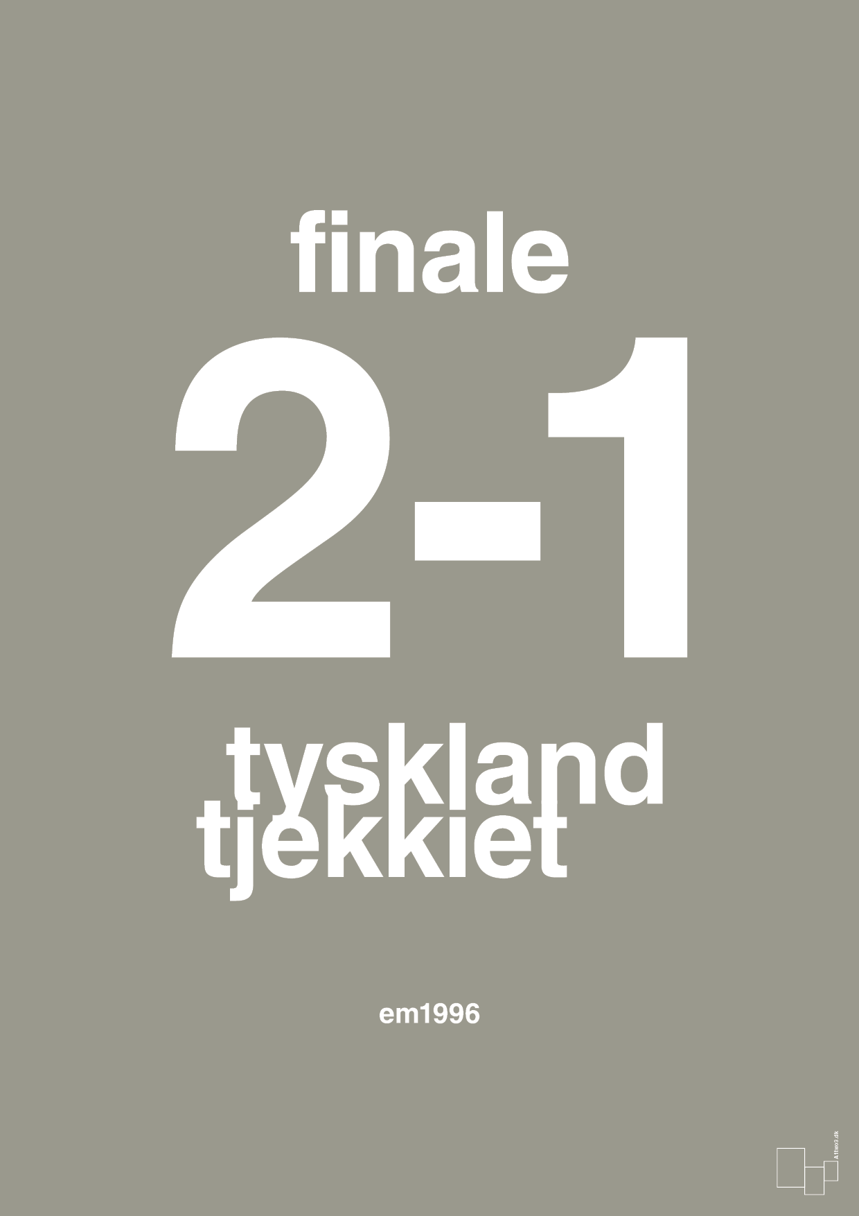 plakat: resultat for fodbold em finalen i 1996 - battleship gray-Fodbold-A1two3