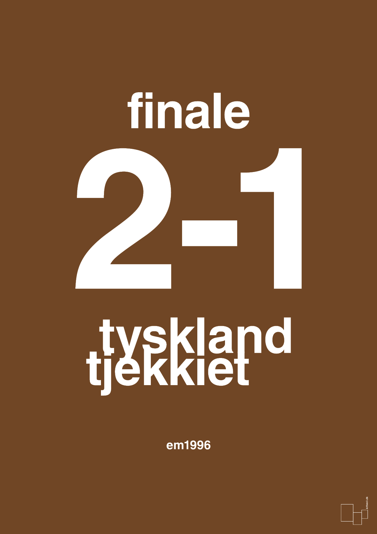 plakat: resultat for fodbold em finalen i 1996 - dark brown-Fodbold-A1two3