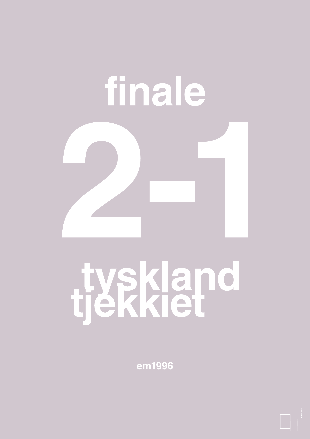 plakat: resultat for fodbold em finalen i 1996 - dusty lilac-Fodbold-A1two3