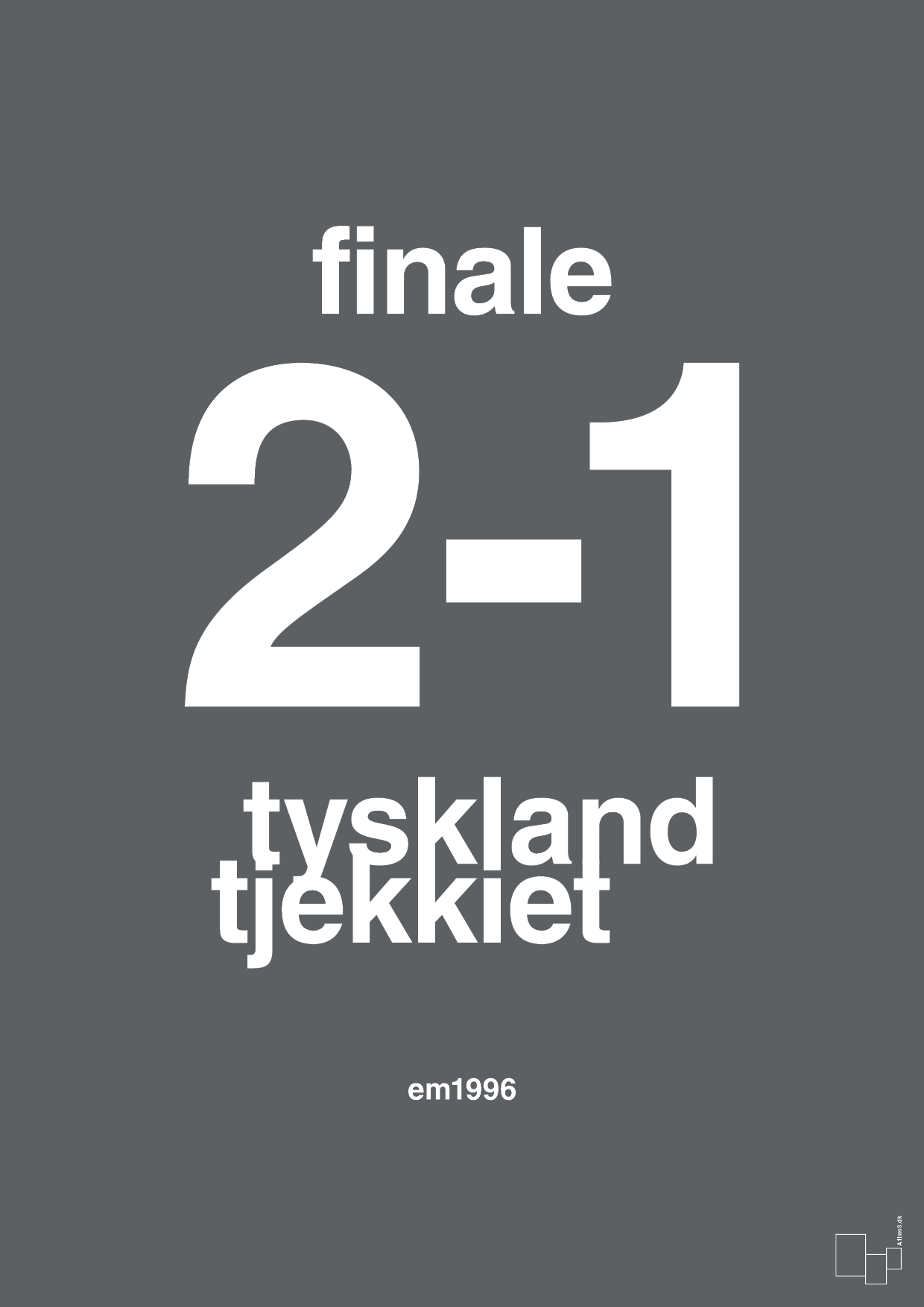 plakat: resultat for fodbold em finalen i 1996 - graphic charcoal-Fodbold-A1two3