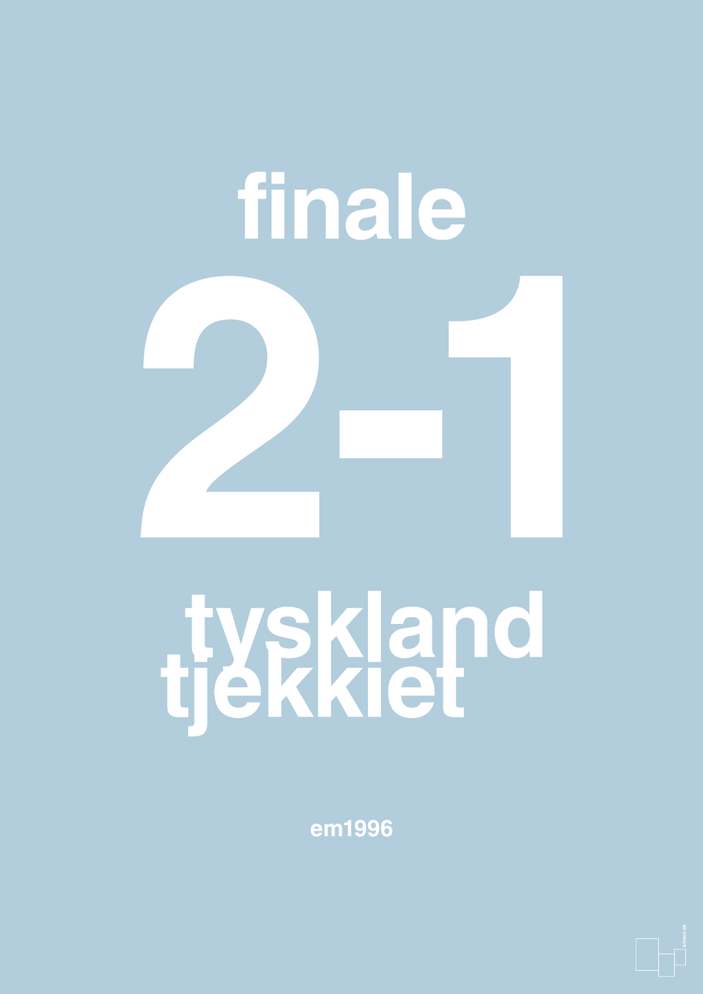 plakat: resultat for fodbold em finalen i 1996 - heavenly blue-Fodbold-A1two3