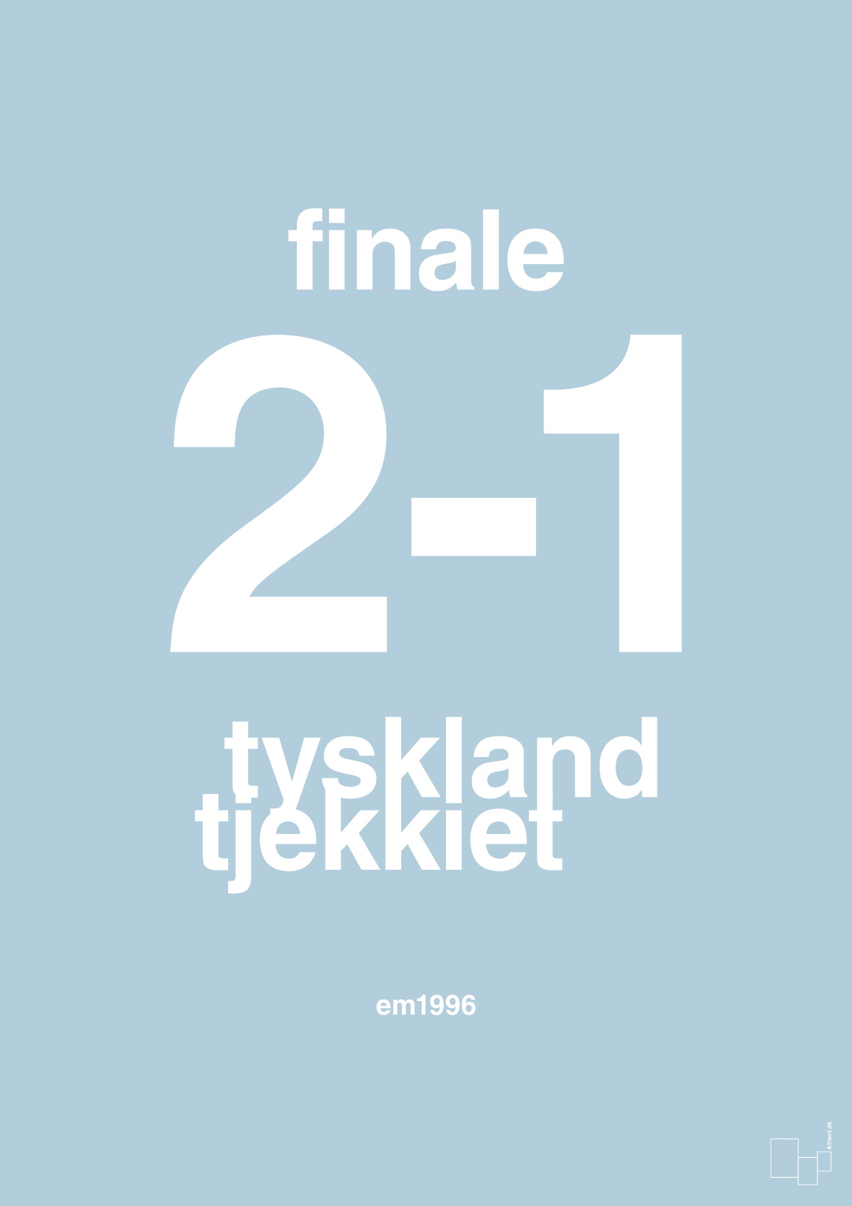 plakat: resultat for fodbold em finalen i 1996 - heavenly blue-Fodbold-A1two3