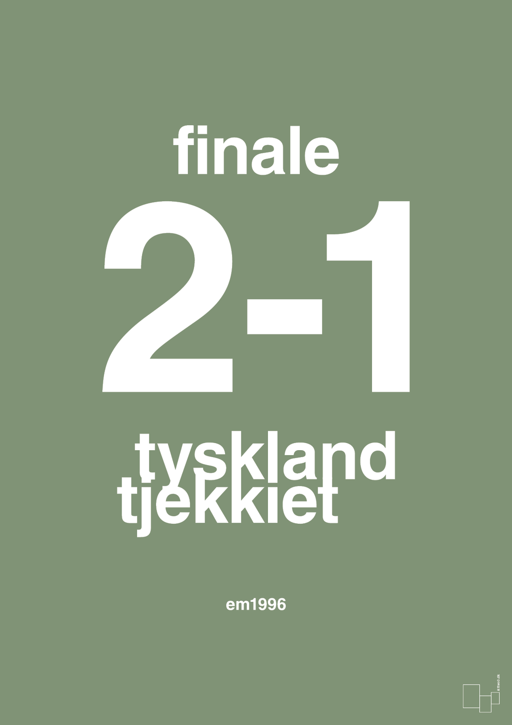 plakat: resultat for fodbold em finalen i 1996 - jade-Fodbold-A1two3