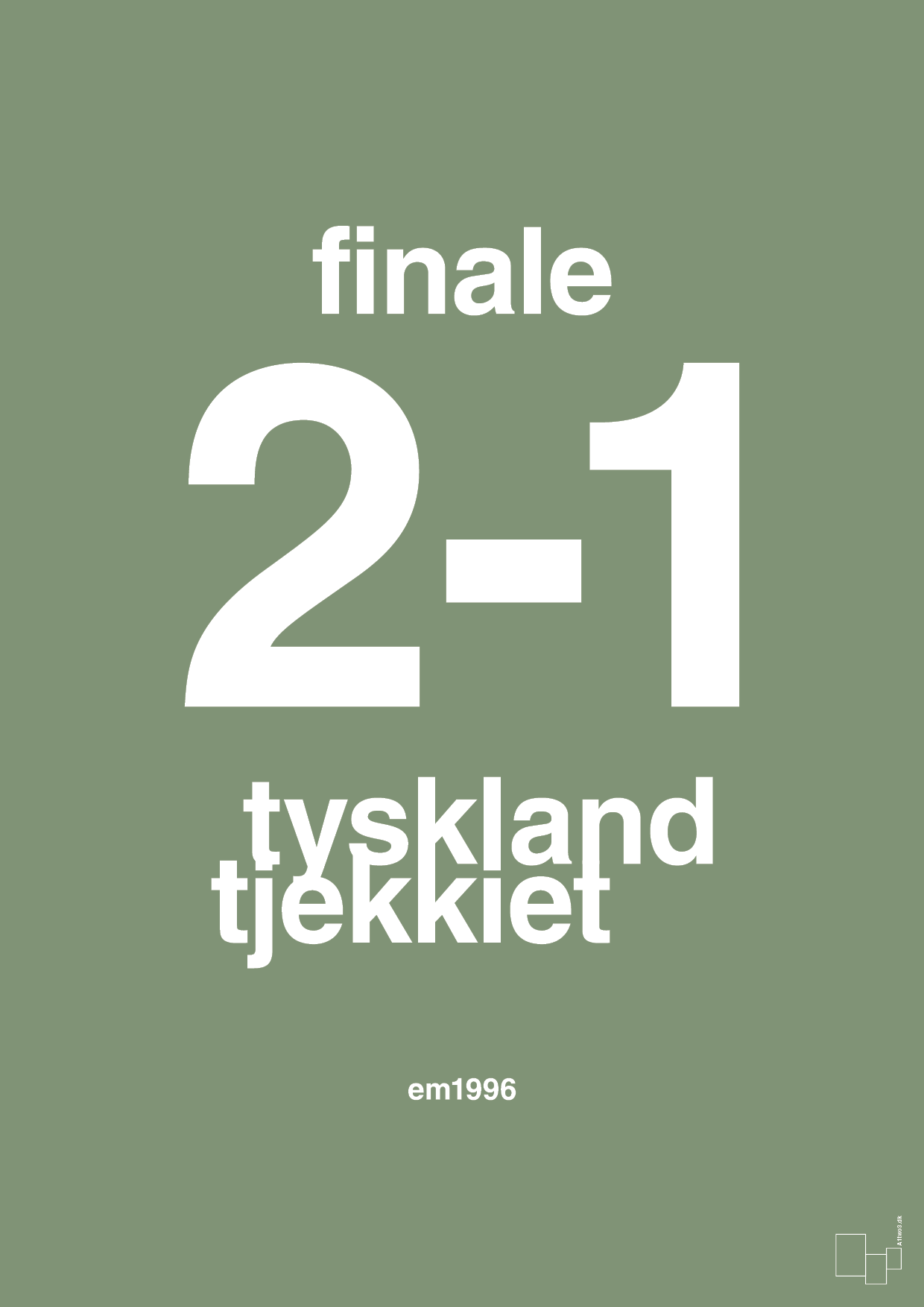 plakat: resultat for fodbold em finalen i 1996 - jade-Fodbold-A1two3