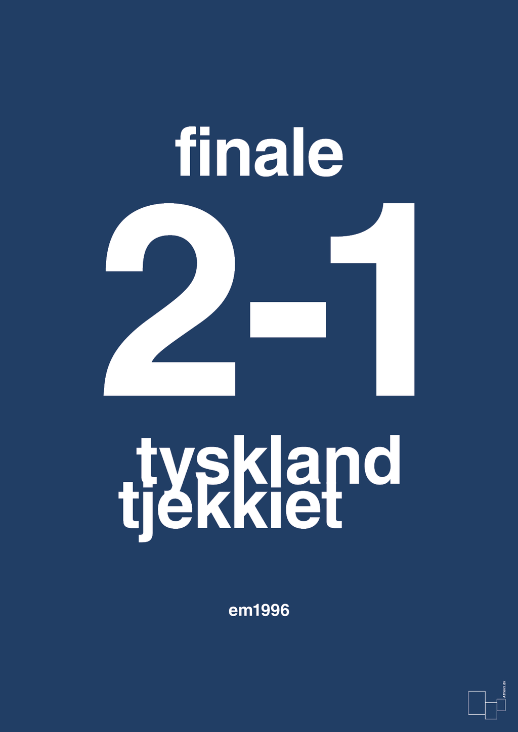 plakat: resultat for fodbold em finalen i 1996 - lapis blue-Fodbold-A1two3