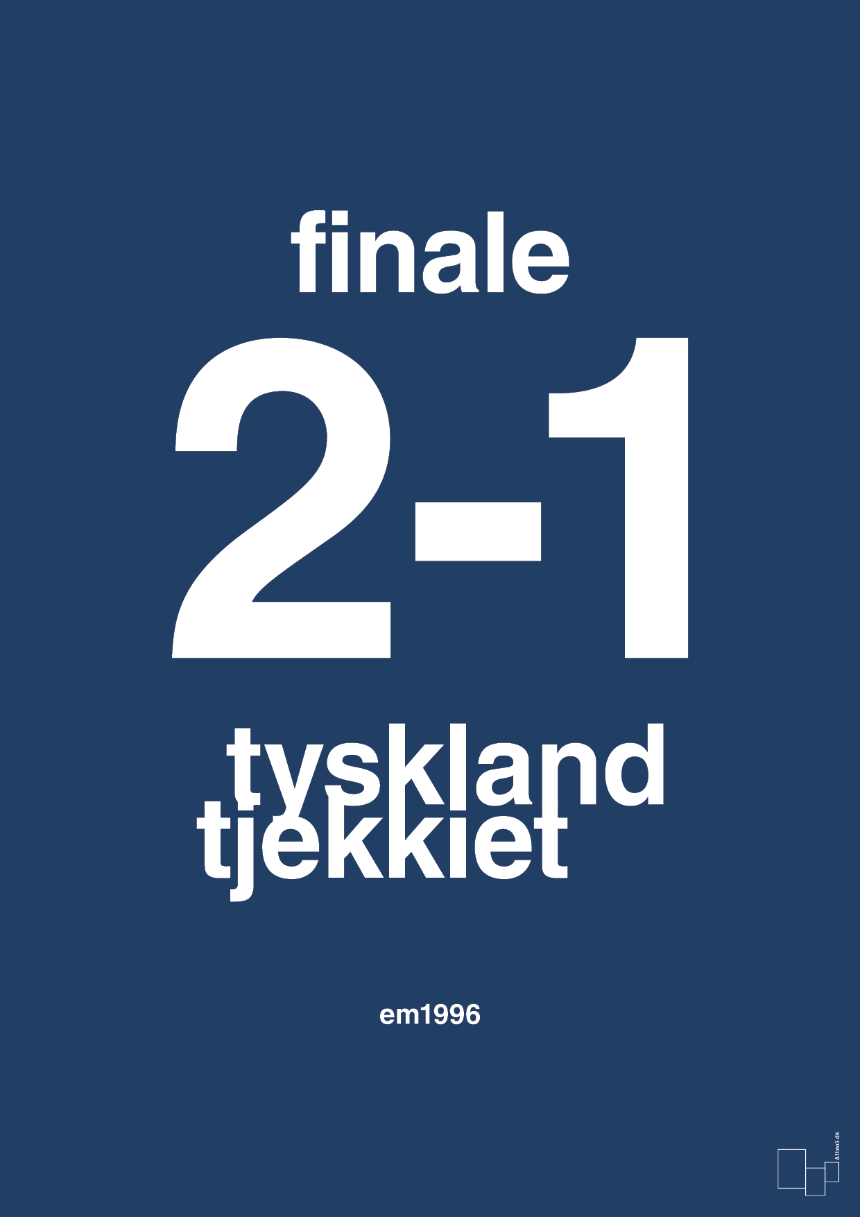 plakat: resultat for fodbold em finalen i 1996 - lapis blue-Fodbold-A1two3