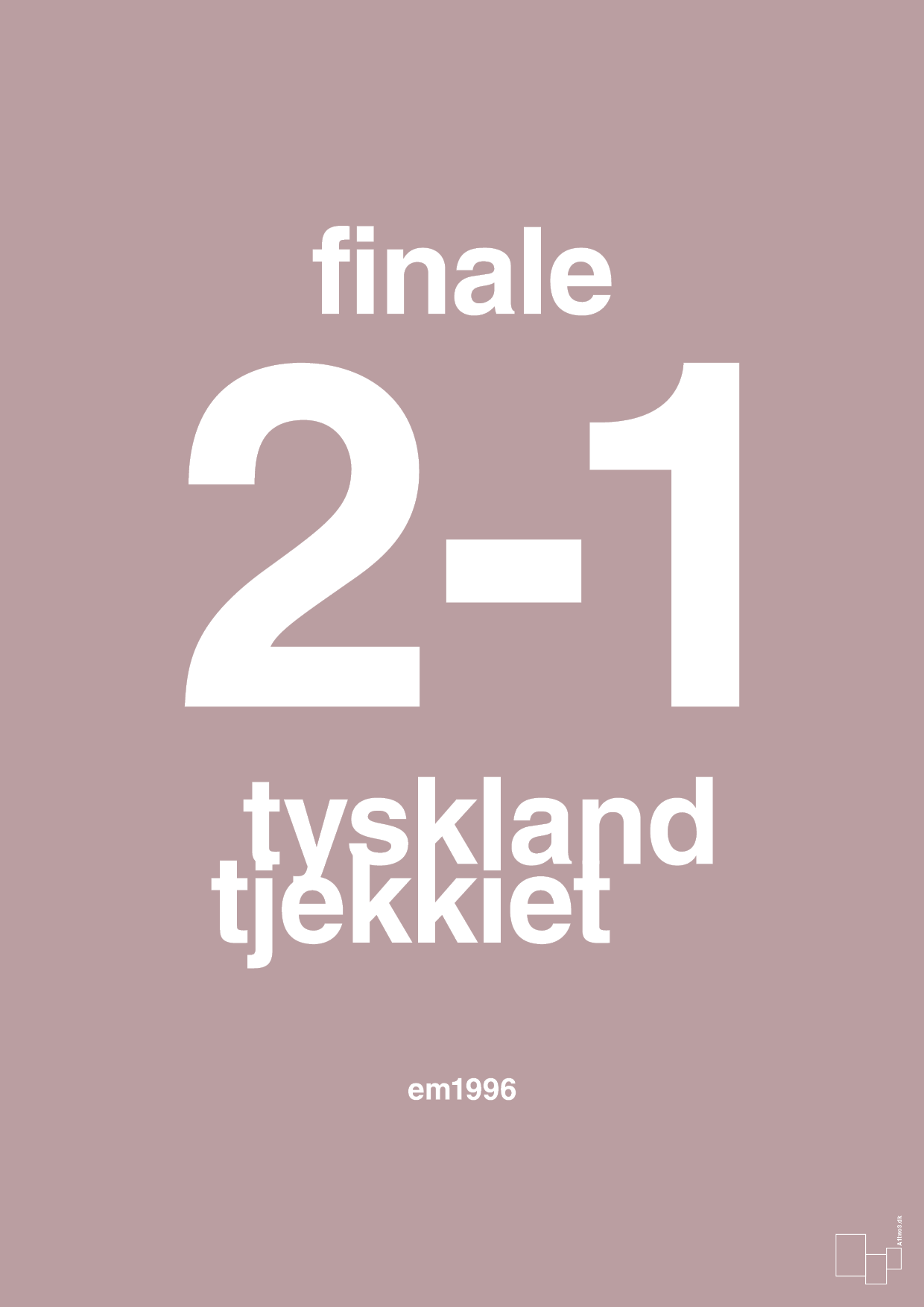 plakat: resultat for fodbold em finalen i 1996 - light rose-Fodbold-A1two3