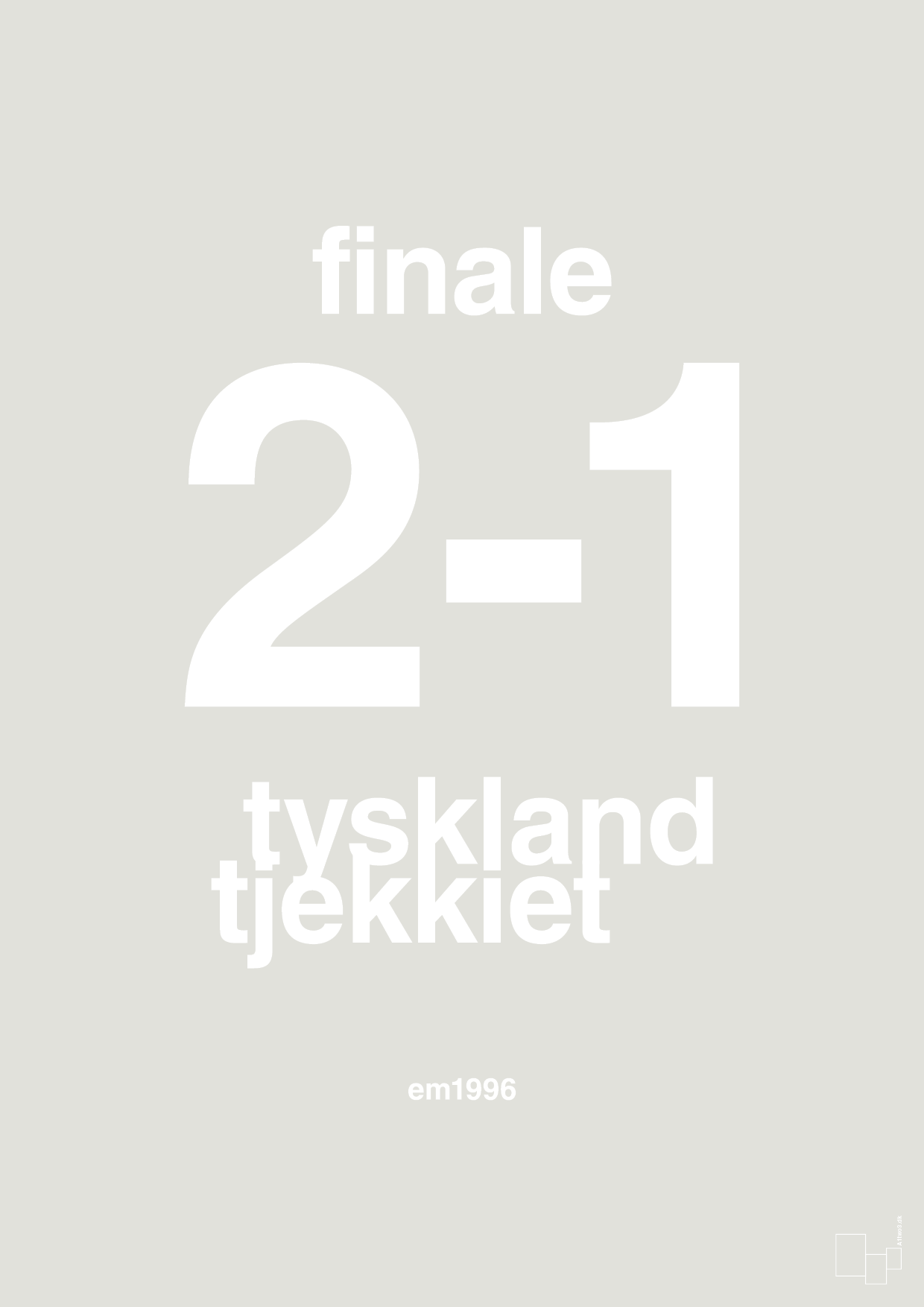 plakat: resultat for fodbold em finalen i 1996 - painters white-Fodbold-A1two3