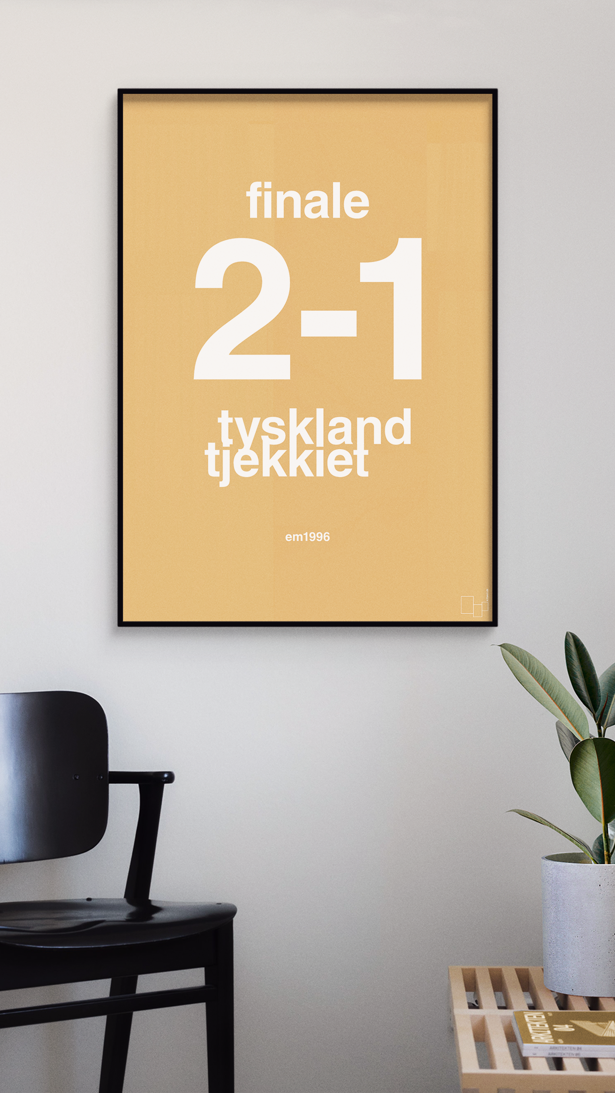 plakat: resultat for fodbold em finalen i 1996 - graphic charcoal-Fodbold-A1two3