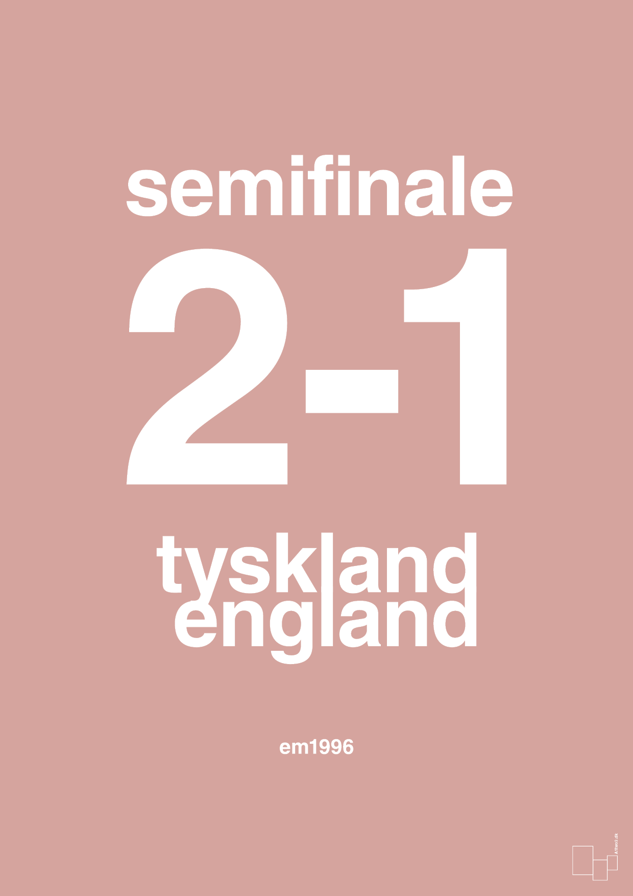 plakat: resultat for fodbold em semifinale A i 1996 - bubble shell-Fodbold-A1two3